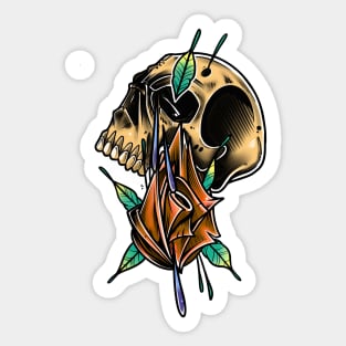 Crying Skull & Rose Sticker